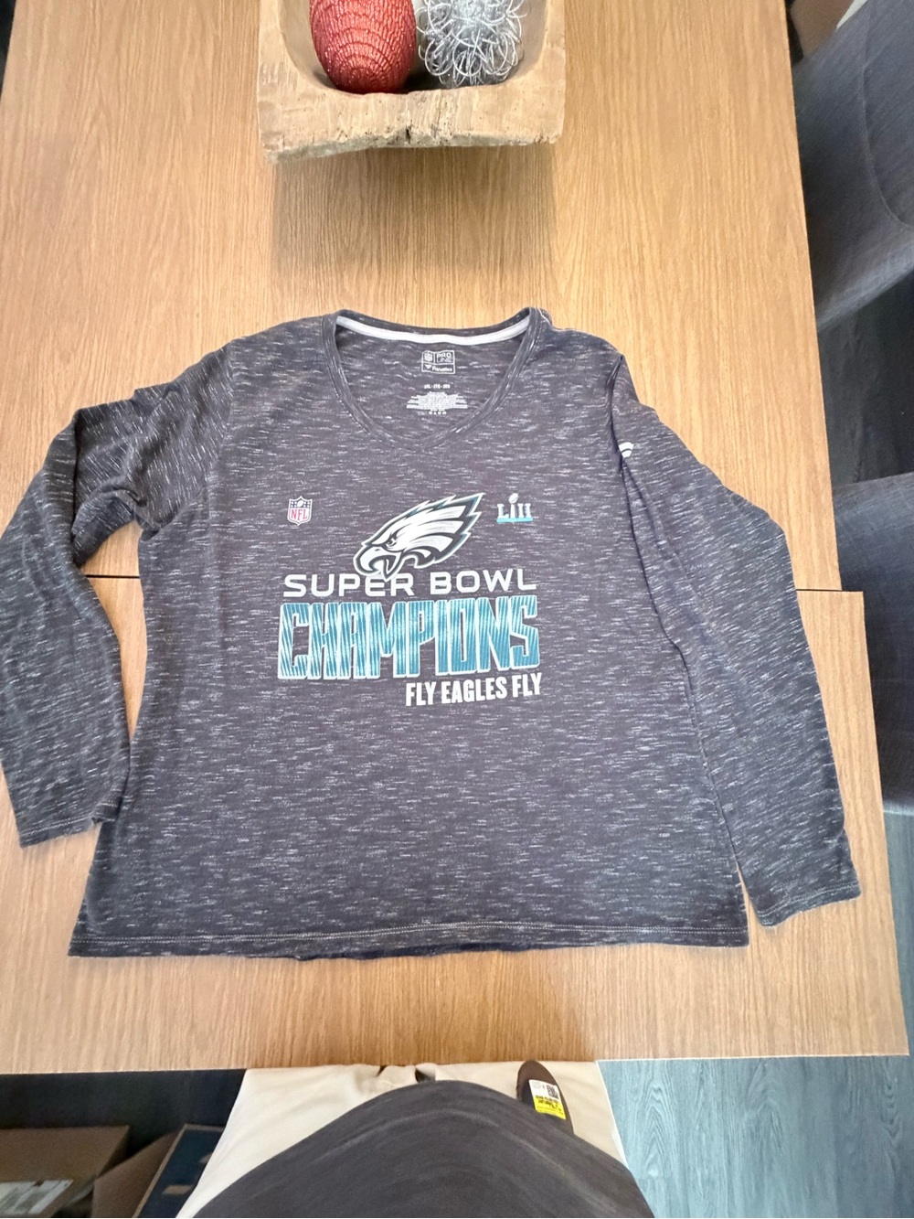 Fanatics Women's Charcoal Long Sleeve Tee with Teal & White Eagles Graphic